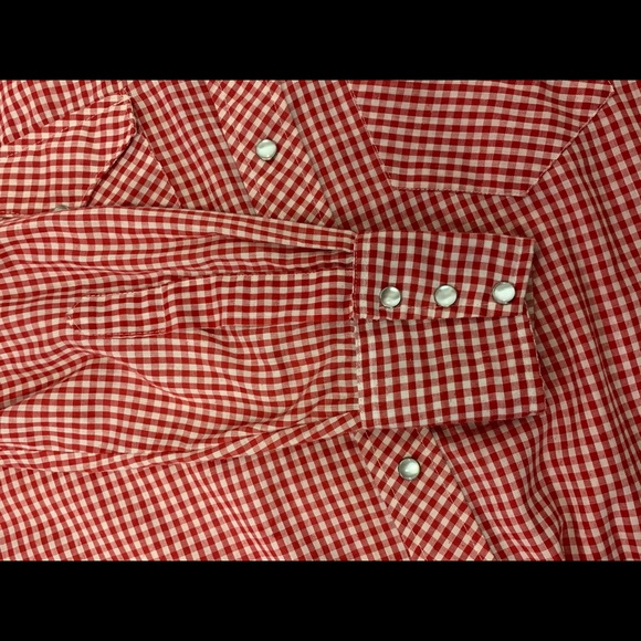 Vintage H Bar C Red Plaid Pearl Snap Western Shirt Size 15 1/2-33 Made In USA - Picture 4 of 9
